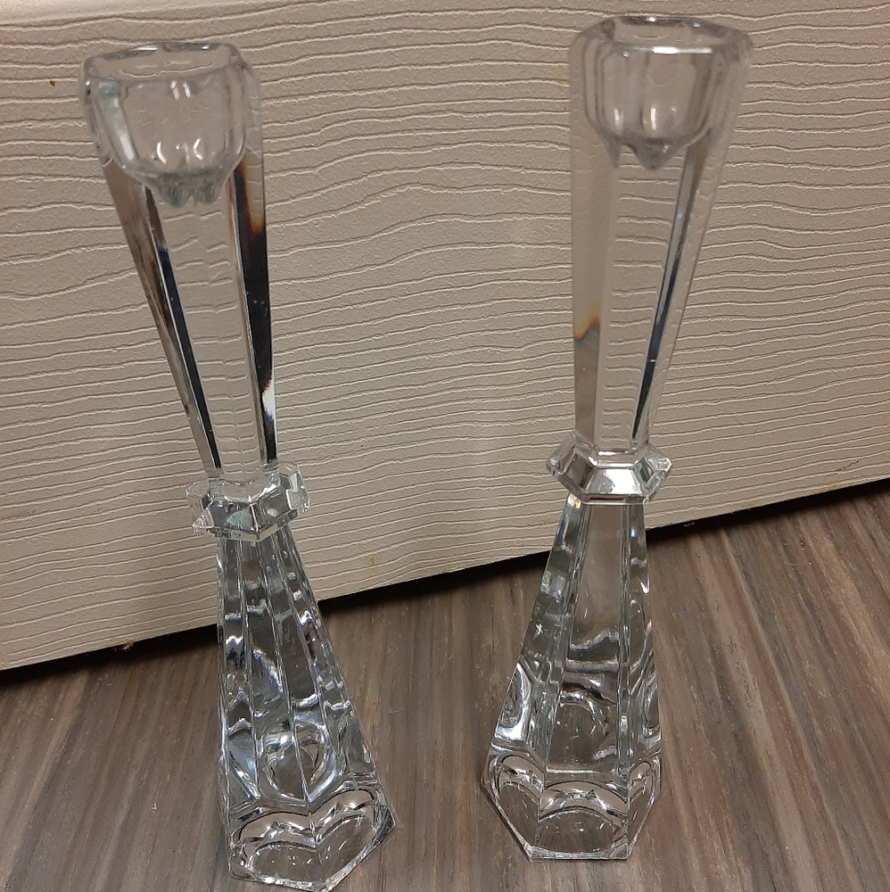 Set of 2 crystal candle holders